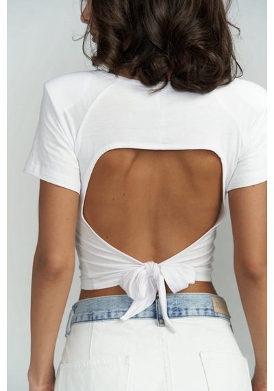 Mai Collection Mai Studios Co. Perla Vatkalı Beyaz Crop Bluz