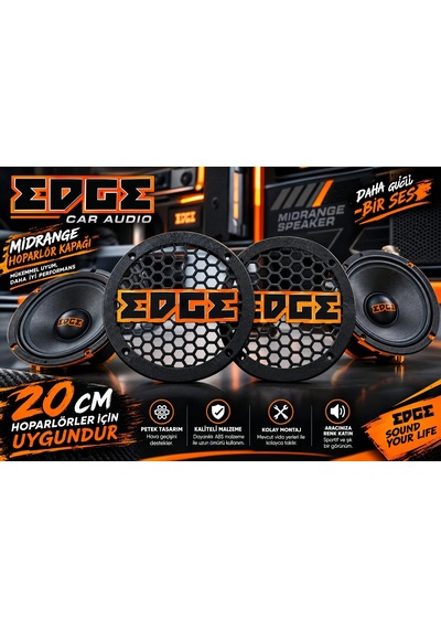 Edge 20cm Hoparlör Kapağı - Edge Logolu Kaliteli Plastik Midrange Hoparlör Kapak 20 Cm - 2 Adet