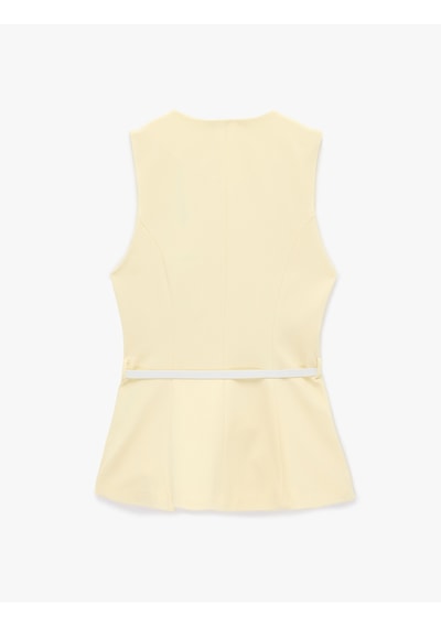Koton Mücevher Düğmeli Kemerli Bisiklet Yaka Krep Kumaş Uzun Peplum Yelek Sarı 6sak20052uw Sarı Koton Mücevher Düğmeli Kemerli Bisiklet Yaka Krep Kumaş Uzun Peplum Yelek Sarı 6sak20052uw Sarı