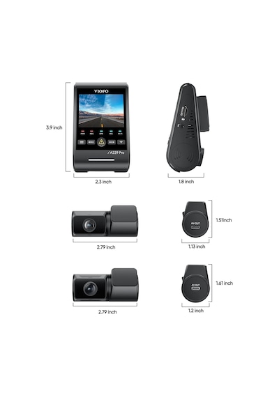 Viofo A229 Pro Tele 3 Kanallı Ön+telefoto+arka 4k+2k+1080p Hdr Sony Starvıs 2 Sensör Gps'li Araç Kamerası