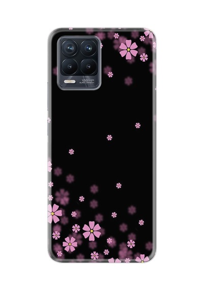 Realme 8 8 Pro Kılıf Desenli Silikon Black Flowers 1391