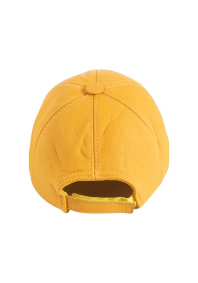 Tezzgelsin Unisex %100 Deri Arkadan Ayarlanabilir Baseball Kep Şapka Sarı