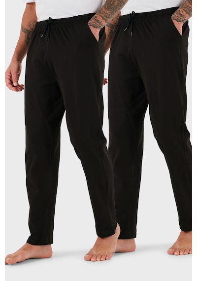 Buratti Pamuklu Regular Fit Normal Bel Düz Paça Cepli 2'Li Paket Erkek Pijama Altı 6574003S2 Siyah-Siyah