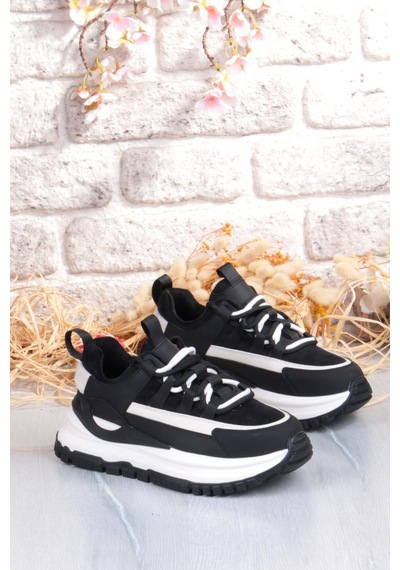 Guja Mask Rahat Hafif Kalın Taban Kadın Sneaker Ayakkabı Siyah