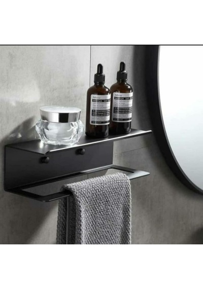 Aryamo Metal Raflı Modern Havluluk Siyah