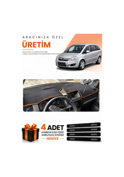 Opel Zafira B 2004-2011 Uyumlu Torpido Koruma Örtüsü Oto Kılıfı - Siyah Kahverengi