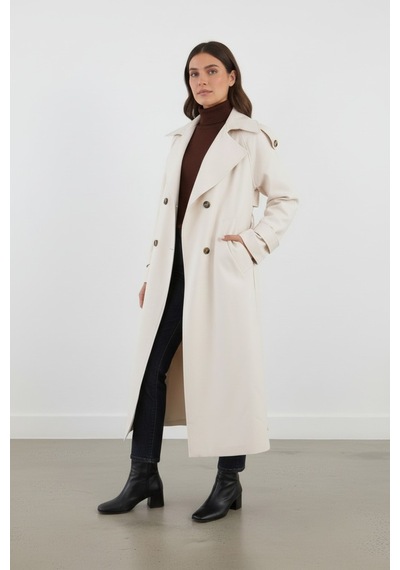 Durivya Apoletli Oversize Trençkot Ekru