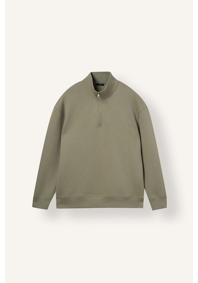 Defacto Boxy Fıt Dik Yaka Skuba Kumaş Uzun Kollu Basic Sweatshirt E9363ax26aukh499 Haki-kh499