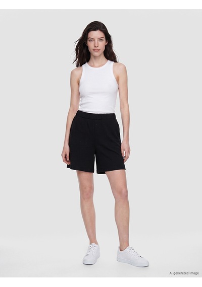 Lcw Comfort Siyah Soft Touch Taşlı Kadın Şort