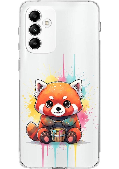 Samsung Galaxy M23 İle Uyumlu Splash Tilki Tasarımlı Şeffaf Silikon Kılıf Şeffaf