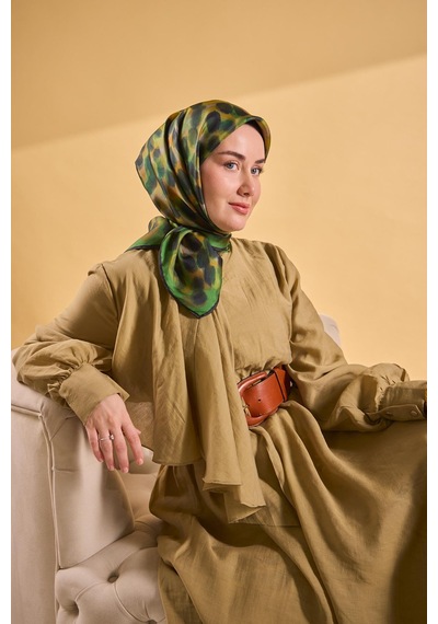 Silk Home Twill İpek Eşarp Noiré Yeşil 90x90 Çok Renkli
