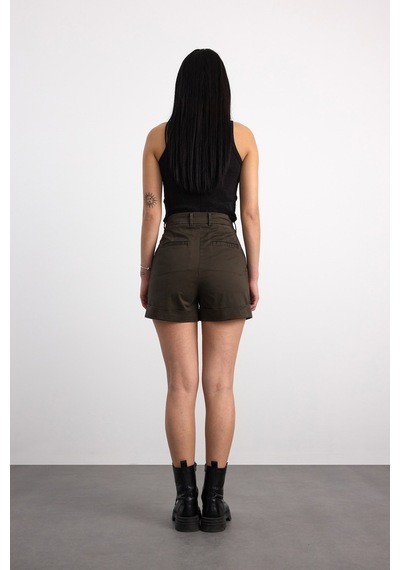 40405-05209 Kadın Gabardin Şort 40405-05209 Kahve