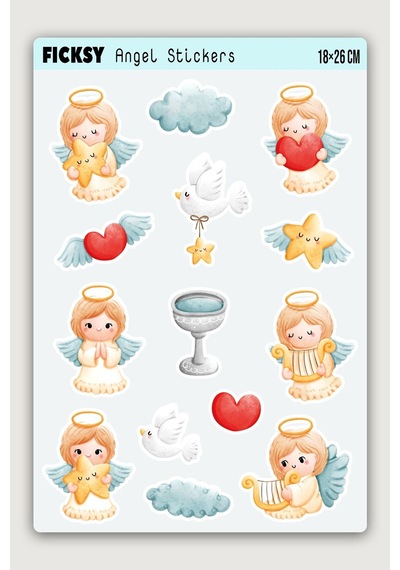 Sevimli Melek Sticker Seti - 14 Adet Etiket Çıkartma Diğer