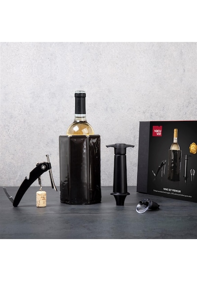 Vacu Vin Premium Şarap Seti 4 Parça Hediye Kutulu - Siyah