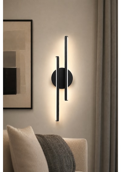 AvizeGO Aden Modern Led Duvar Apliği Günışığı Siyah