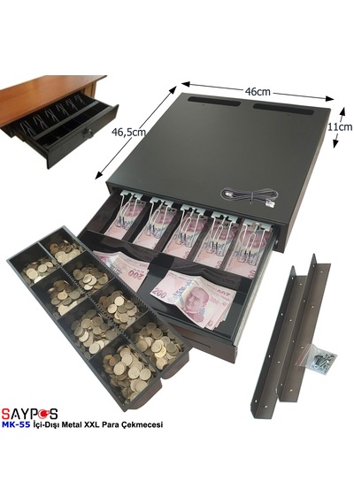 Montaj Askılı İç-dış Ful Metal 5 Banknot Para Çekmecesi 46x46x11