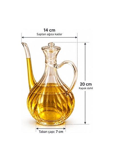 Morponi Borosilikat Cam Glorry Yağlık Veya Sirkelik 700 Ml 2 Adet Çizgili Tasarım Stantsız Şeffaf