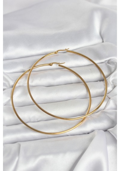 316l Çelik Gold Renk 80 Mm Kadın Halka Küpe - Çok Renkli