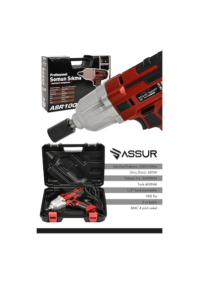 Assur ASR100 450W Elektrikli Somun Sıkma Kırmızı