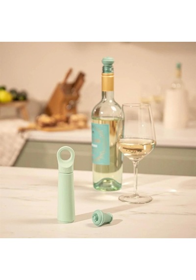 Vacu Vin 7816606 Şarap Vakum Seti 1 Pompa 1 Şarap Tıpası Yeşil
