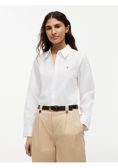 Tommy Hilfiger Ess Poplın Regular Shırt Kadın Beyaz Gömlek - Ww0ww47169
