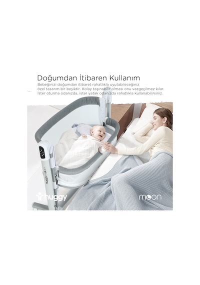 Huggy Moon Oyun Parkına Dönüşebilen Anne Yanı Elektrikli Beşik