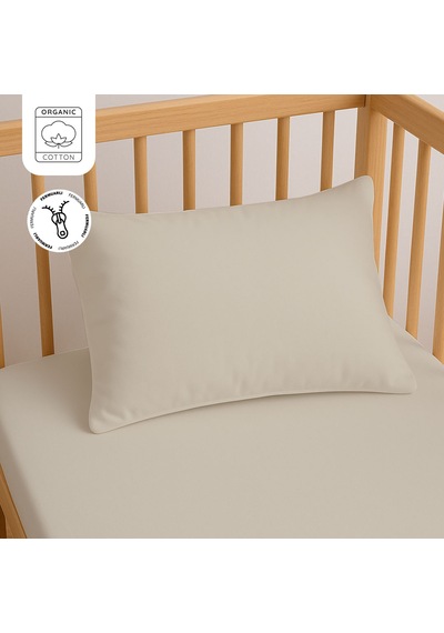 %100 Pamuk Fermuarlı Bebek Yastık Kılıfı 35x45 Cm 2 Adet Doğal & Yumuşak Taş