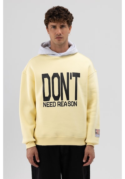 Vamos Çift Renk Baskılı Oversize Sweatshirt V70-92 Sarı