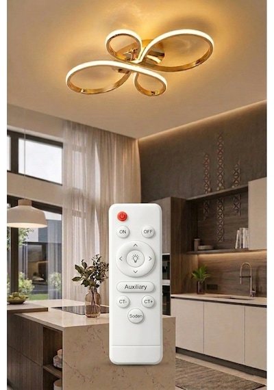 Liya Kumandalı Led Plafonyer Avize Eskitme 3 Renk Salon, Yemek Odası Ve Oturma Odası İçin