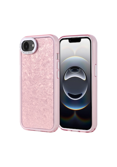 Ekılıf - Apple Uyumlu iPhone 16e - Kılıf Taşlı Tasarımlı Koruyucu Kapi Kapak - Pembe - T36957 Pembe