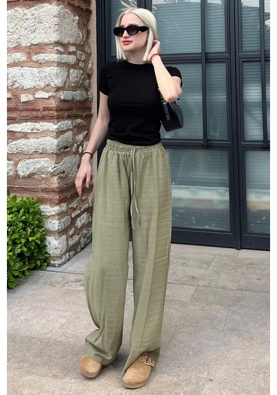 Madmext Yeşil Geniş Paça Kadın Pantolon Mg1982-yeşil Yeşil