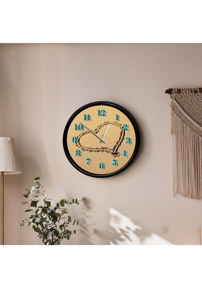 Kuş Üzerine Çizilmiş Kalp Tasarımlı Dekoratif Duvar Saati 28 Cm Sessiz Mekanizma Çok Renkli