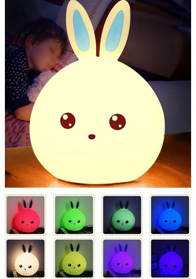 Tavşan Şeklinde Ev Ofis Çocuk Bebek Odası Gece Lambası Şirin Gece Lambası Çok Renkli