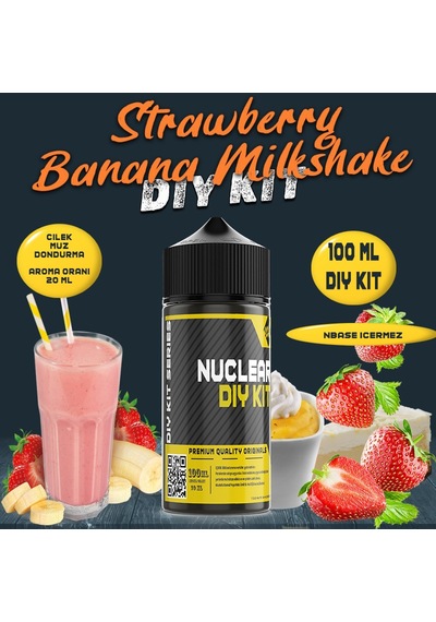 Nuclear 100 Ml Dıy Kit Strawberry Banana Milkshake Gıda Aroma 20 Ml Aroma İçerir