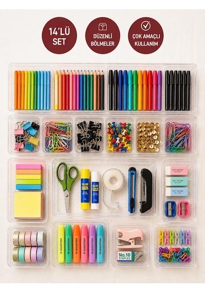 Selka Home 14 Parça Organizer Set Şeffaf