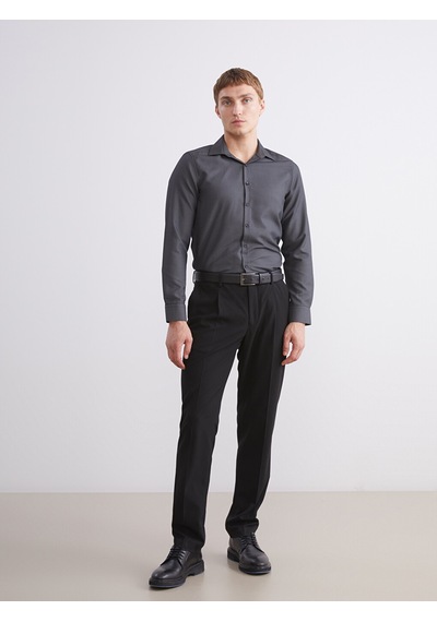 Lcw Busıness Antrasit Slim Fit Uzun Kollu Armürlü Erkek Gömlek