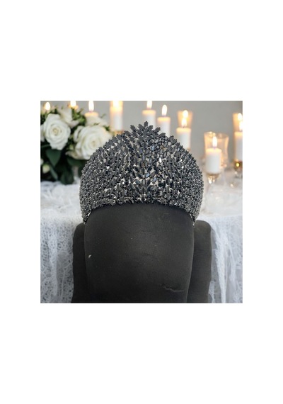 Kristal Taşlı Gelin,kına,nişan,söz,after,bride,party Taç 2 Siyah - 707821391 Siyah