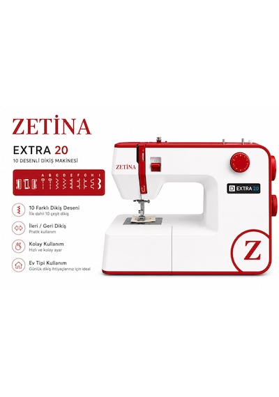 Zetina Extra 20 Ev Tipi Dikiş Makinası Beyaz