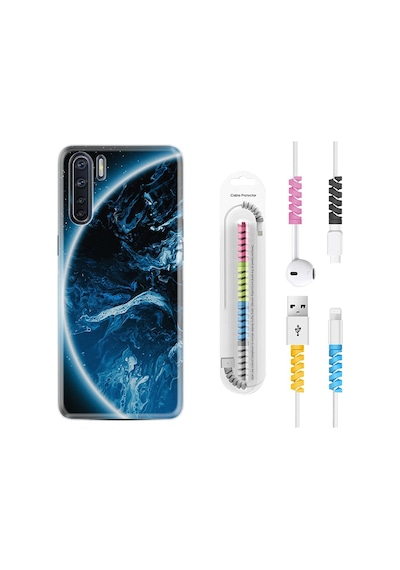 Oppo A91 Kılıf Kablo Koruyuculu Blue Planet 1610