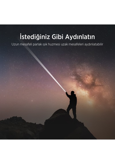Bix Bx2132fl 24w Led, Max. 1000 Lümen Parlaklık 900 Metreye Kadar Menzilli 2000mah Kompakt El Feneri Metalik