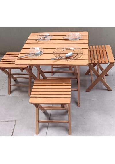 Bengi Ticaret Piknik Seti Katlanabilir 90392 Kayın Ağacı Az Yer İşgal Eder Çok İş  El Yapım Ceviz