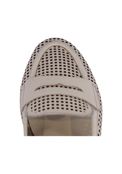 Napa Shoes Kadın Hakiki Deri Delikli Comfort Taban Kadın Babet Napa-aes22201 Krem
