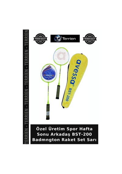Özel Üretim Spor Hafta Sonu Arkadaş Bst-200 Badmngton Raket Set Sarı