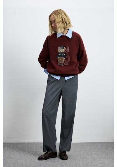 Lufian Dıamond Kadın Örme Sweatshırt Bordo Bordo 122030034100740