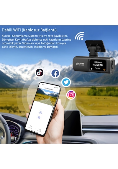 İdragon L50 Ultra Hd Araç İçi Kayıt Cihazı - Görünmez Şık Tasarım, Döngüsel Kayıt Ve Mobil Uygulama Desteği