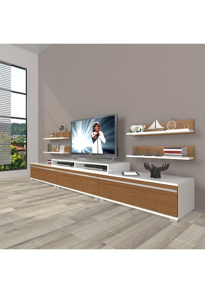 Decoraktiv Ekoflex 270r Mdf Tv Ünitesi Tv Sehpası Beyaz - Ceviz
