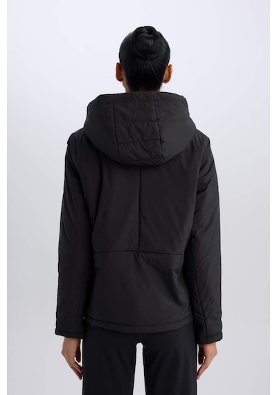 DeFactoFit Su İtici Regular Fit Kapüşonlu Fermuarlı Mont D6085AX25SPBK81 Siyah