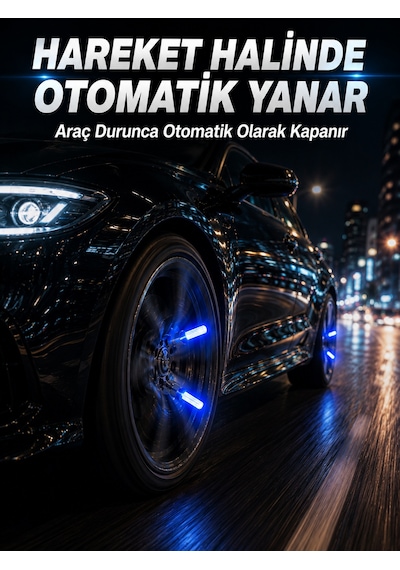 Hareketle Yanan Led Sibop Işığı 4'lü Araç Lastik Lambası - Lisinya
