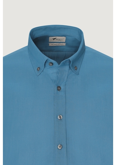 AC&Co / Altınyıldız Classics Tailored Slim Fit Dar Kesim Düğmeli Yaka %100 Pamuk Erkek Gömlek Petrol