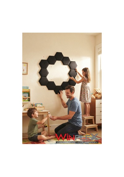 Altıgen Akustik Kumaş Kaplı Panel 17x20cm - 12 Adet Siyah
